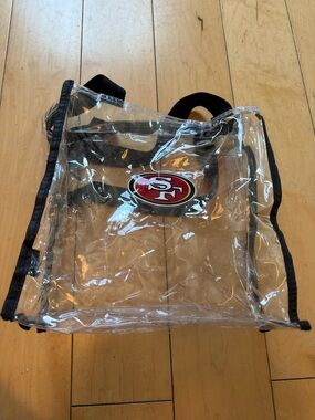 NFL Clear Tote Bag with San Francisco 49ers Red Logo and Black Trim